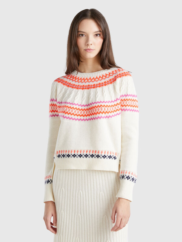 Wool blend jacquard sweater Women