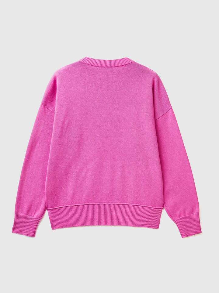 Crew neck sweater in tricot cotton image number 2