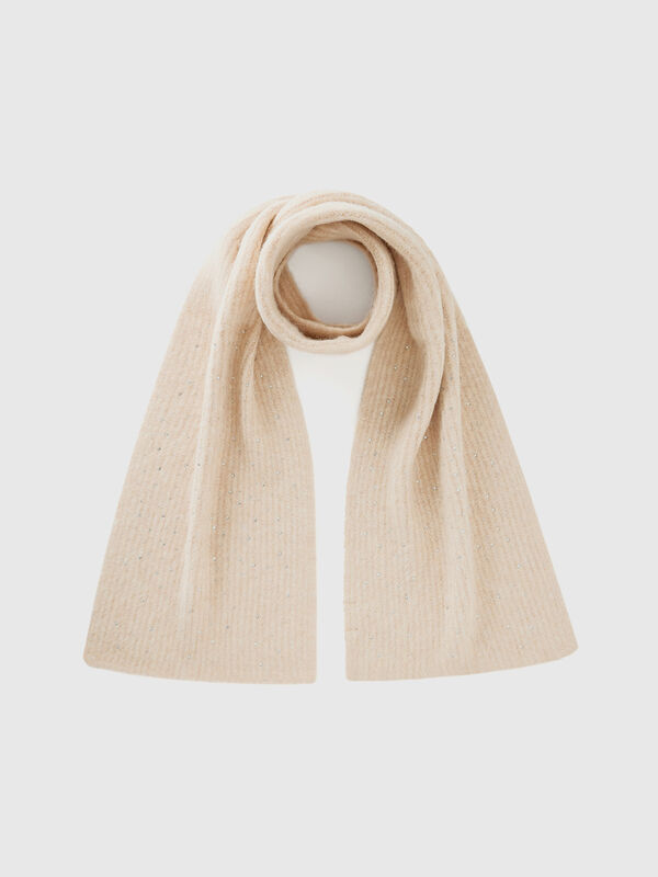 Wool blend scarf with rhinestones Women