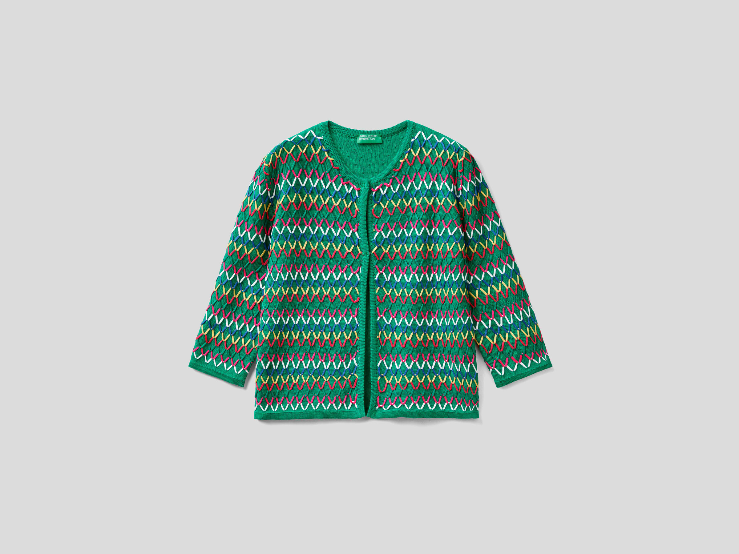 Multicolored 3/4 sleeve cardigan image number 5