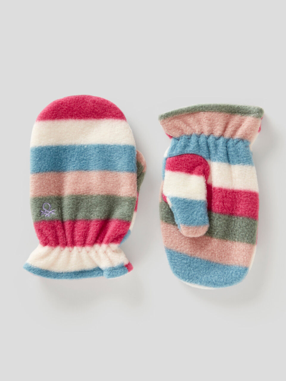 Striped mittens in fleece