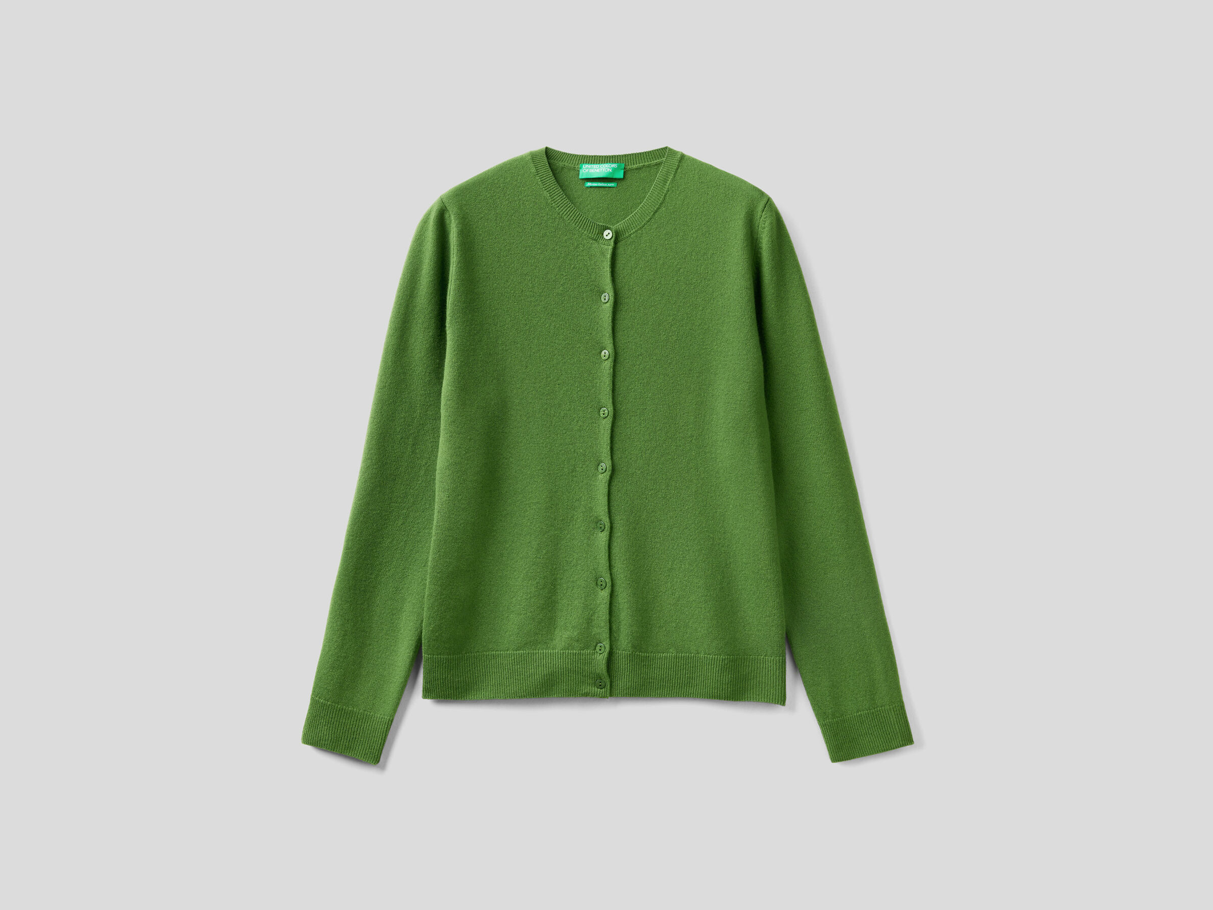 Crew neck cardigan in pure virgin wool image number 5