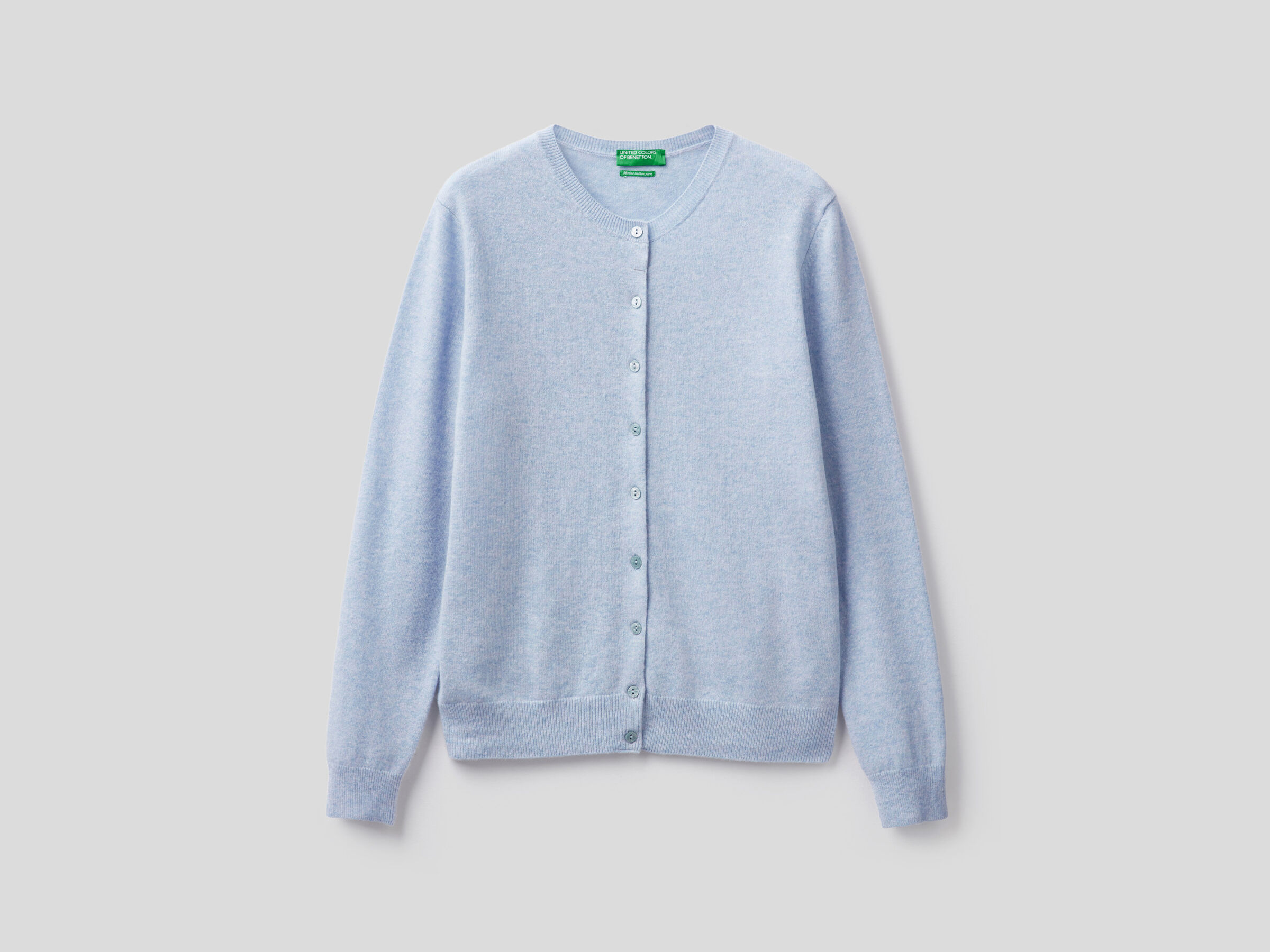 Crew neck cardigan in pure virgin wool image number 5