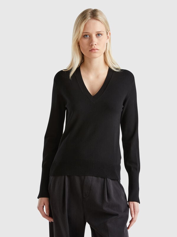 V-neck viscose blend sweater Women