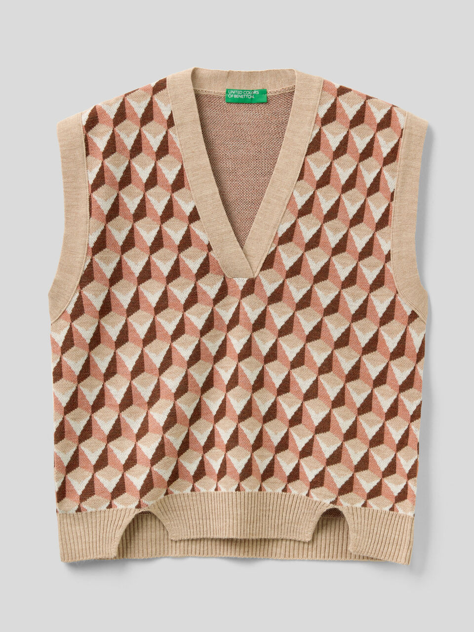 V-neck jacquard vest image number 1