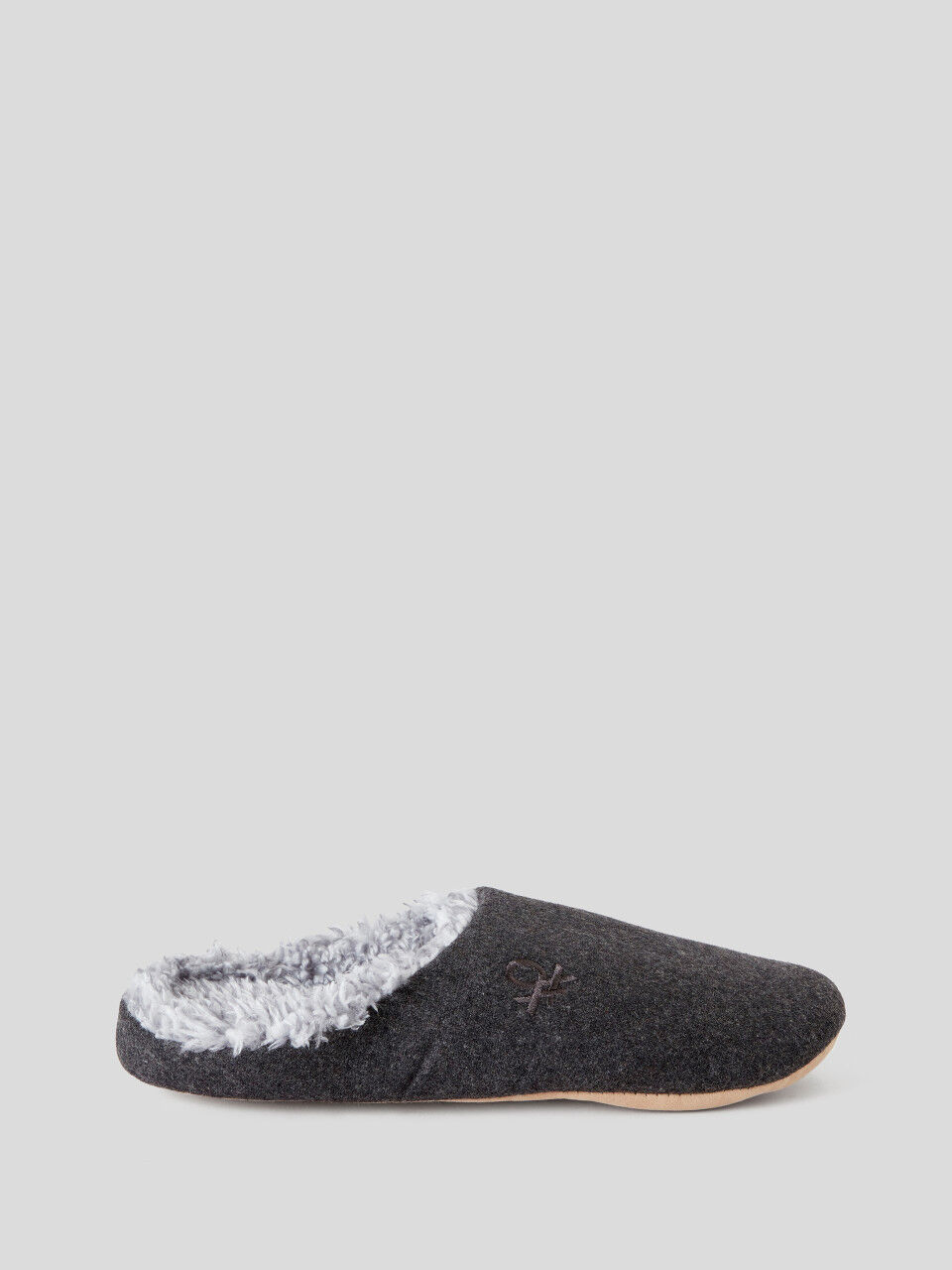 Gray lined slippers