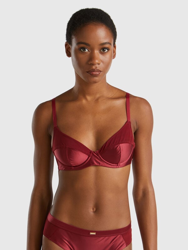 Balconette bra in glossy fabric Women