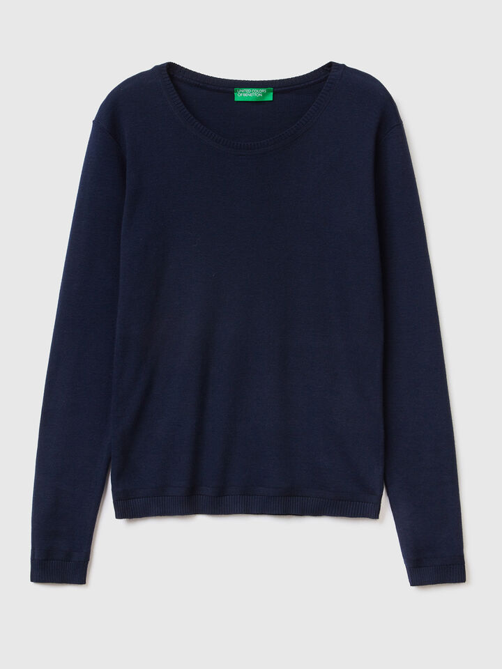 Crew neck sweater in pure cotton image number 1
