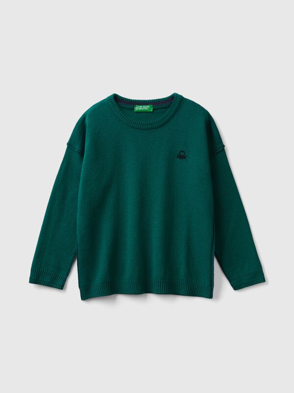 Crew neck sweater with embroidery Junior Boy
