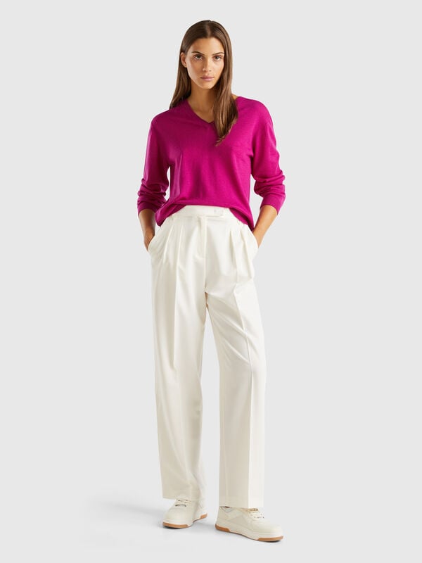 Wide trousers in stretch viscose blend Women