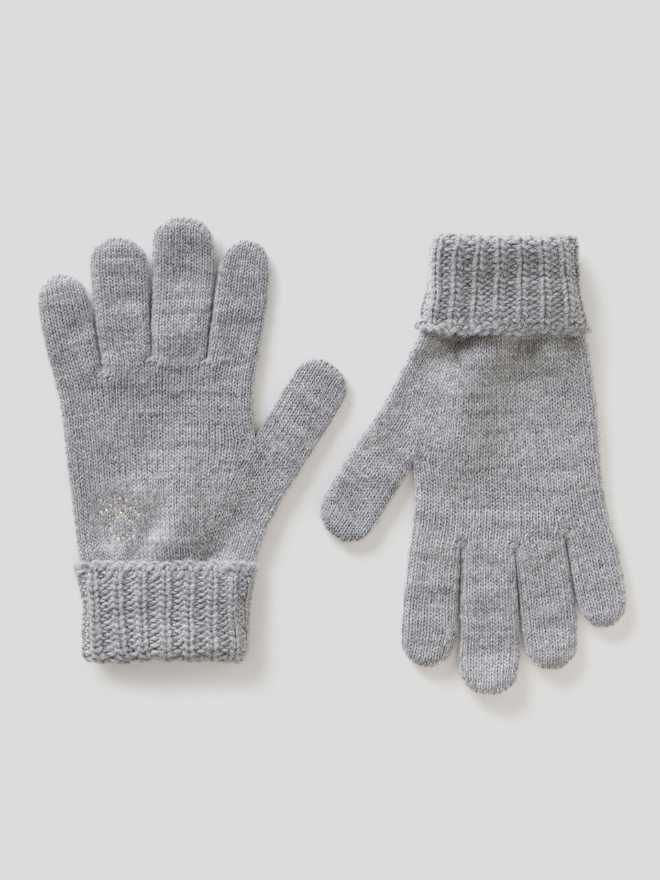 Gloves in wool blend with rhinestone logo image number 1