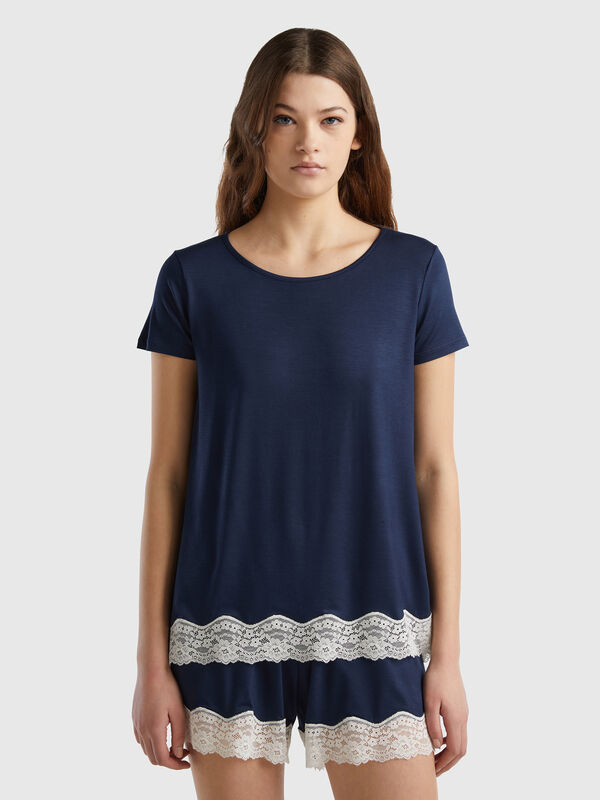 Short sleeve t-shirts with lace Women