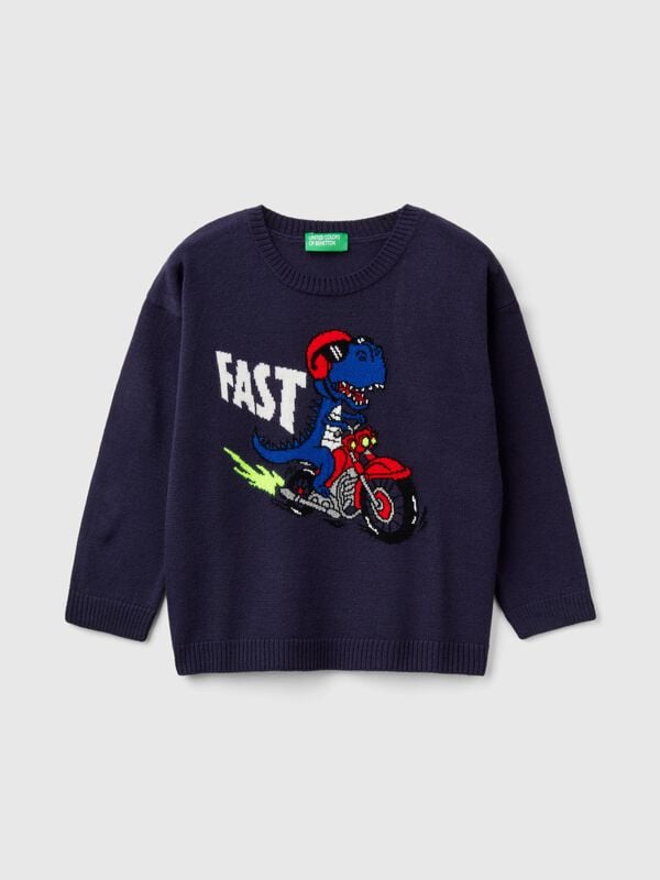 Sweater with dinosaur inlay Junior Boy