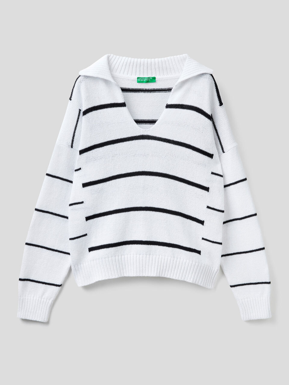Striped polo sweater image number 1