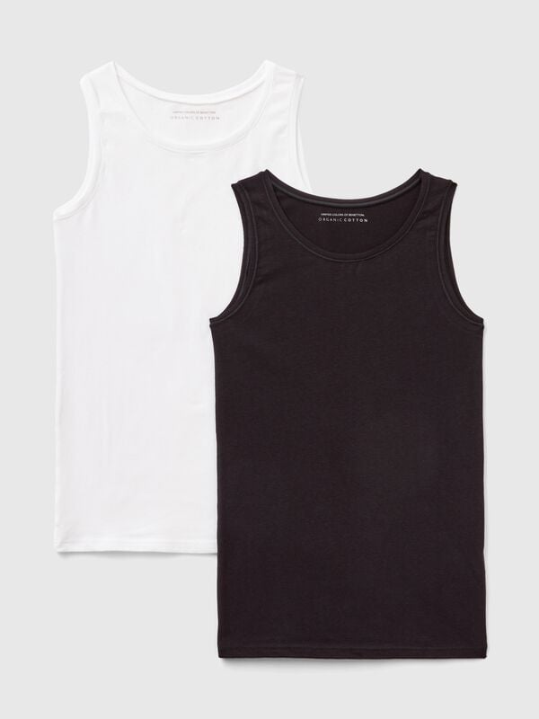 Two tank tops in super stretch cotton Junior Girl