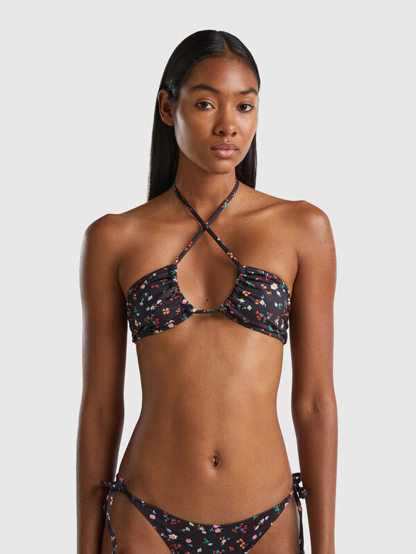 Bikini top with floral print Women