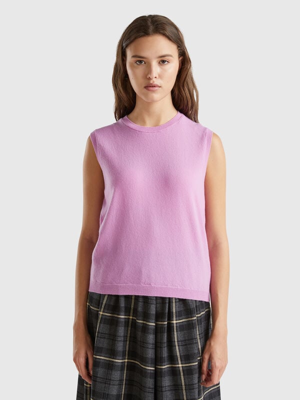 Lilac vest in pure Merino wool Women