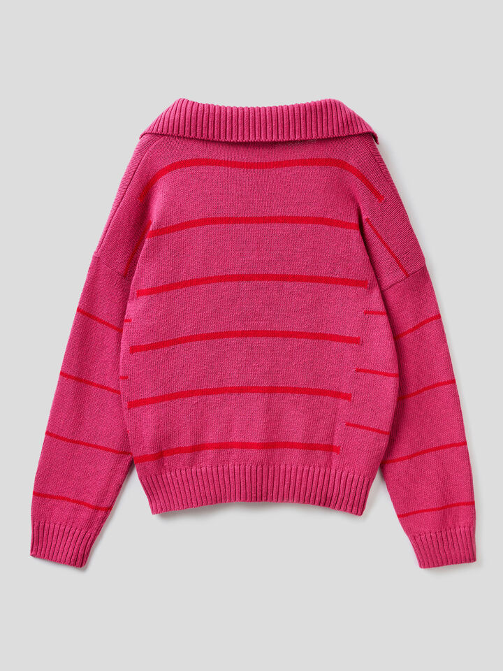 Striped polo sweater image number 2