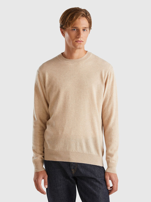 Beige sweater in pure cashmere Men
