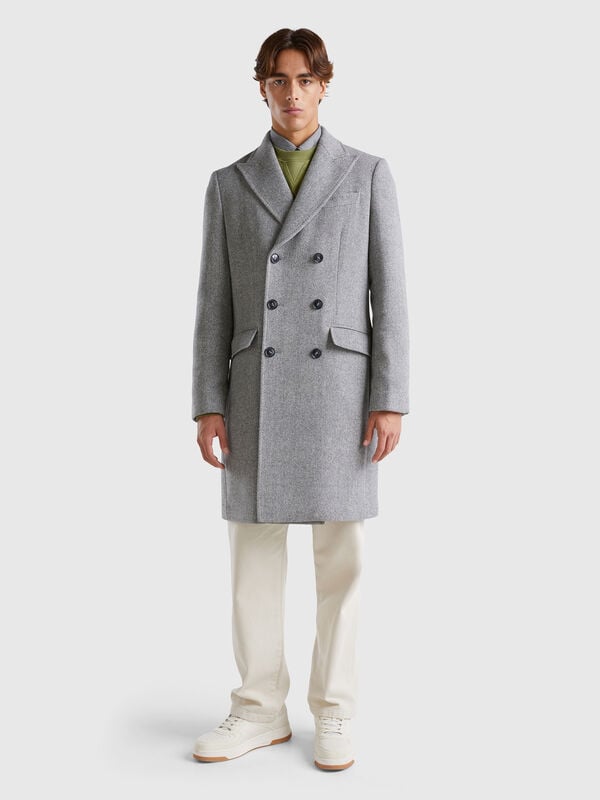Double-breasted coat in wool blend Men