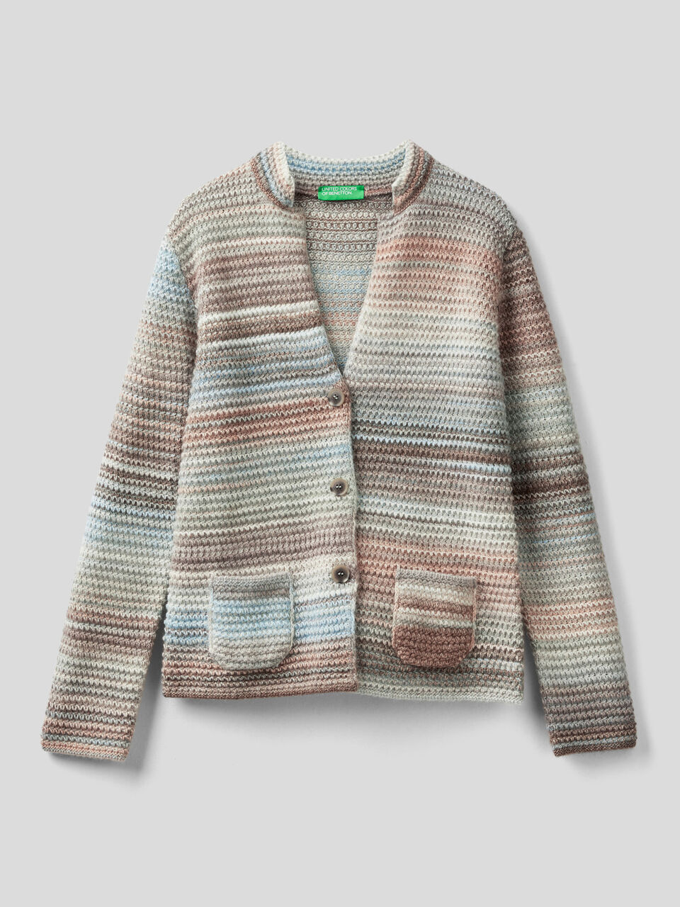 Knit jacket in multicolor wool blend image number 1