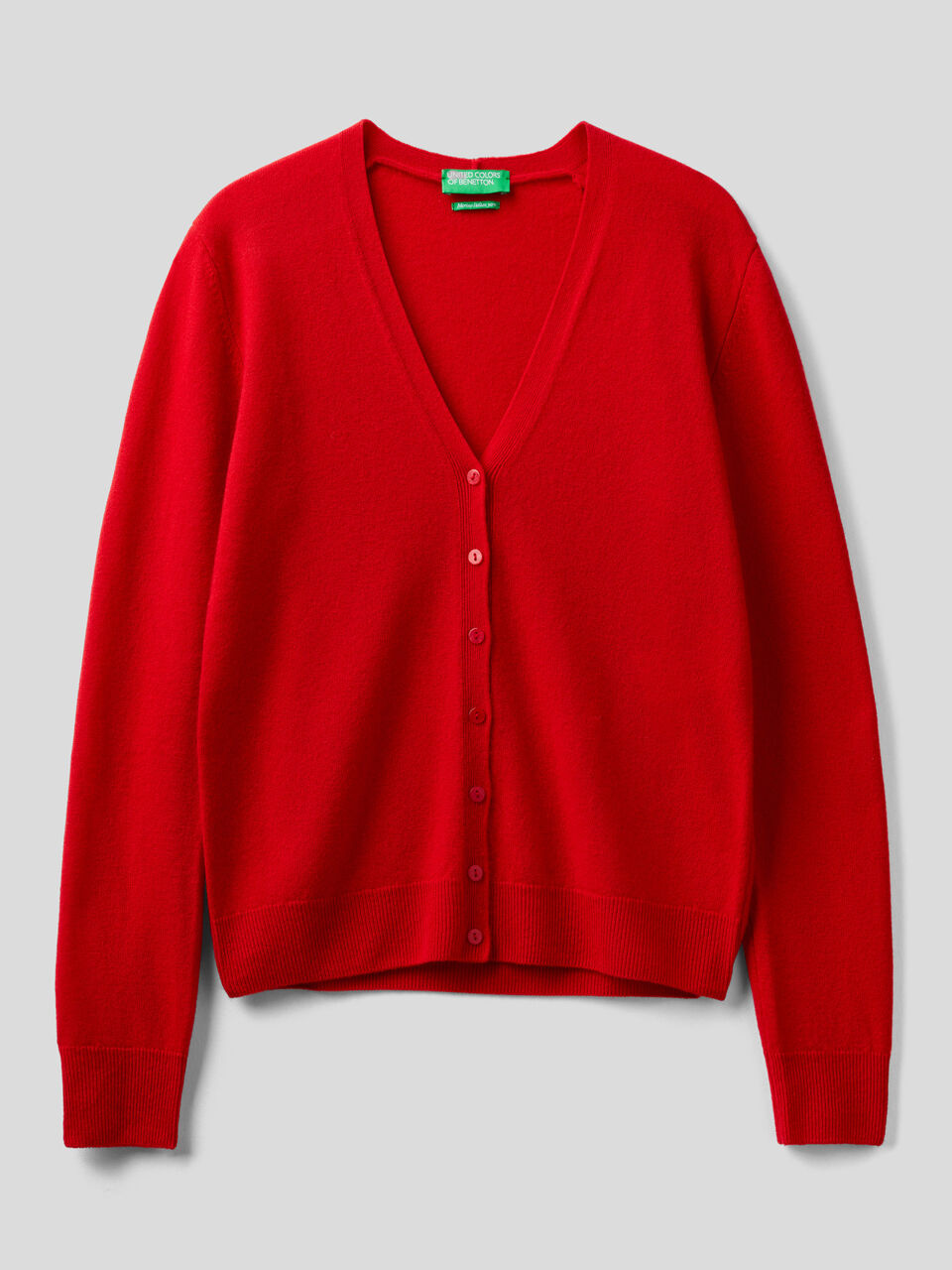 V-neck cardigan in pure virgin wool image number 1