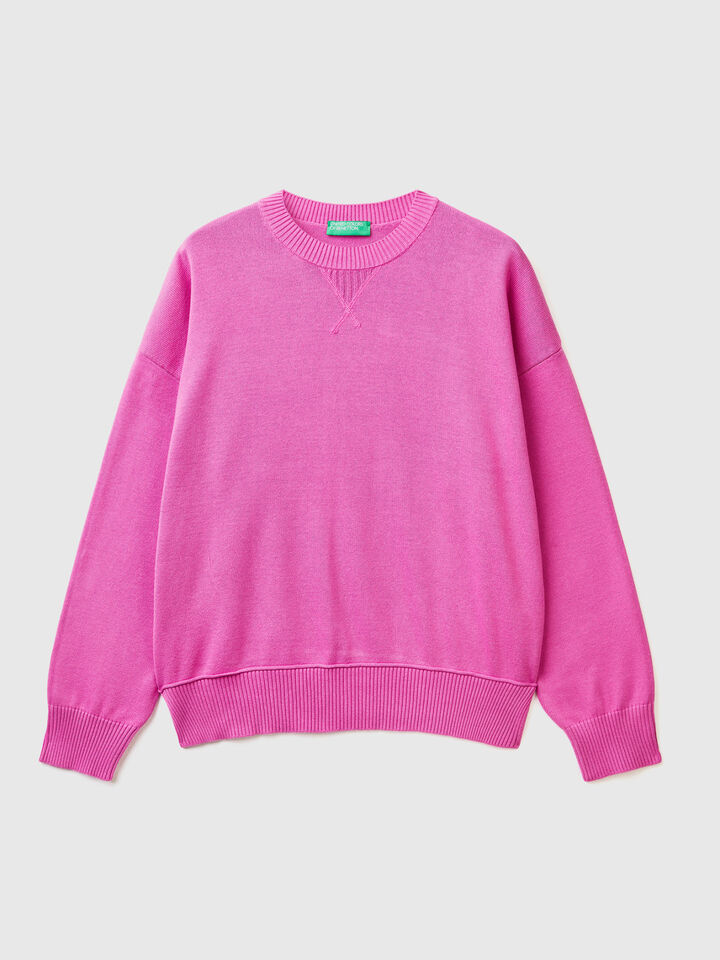 Crew neck sweater in tricot cotton image number 1