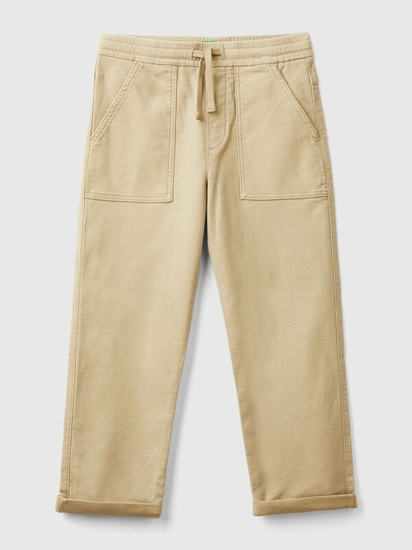 Joggers in cotton blend with drawstring Junior Boy