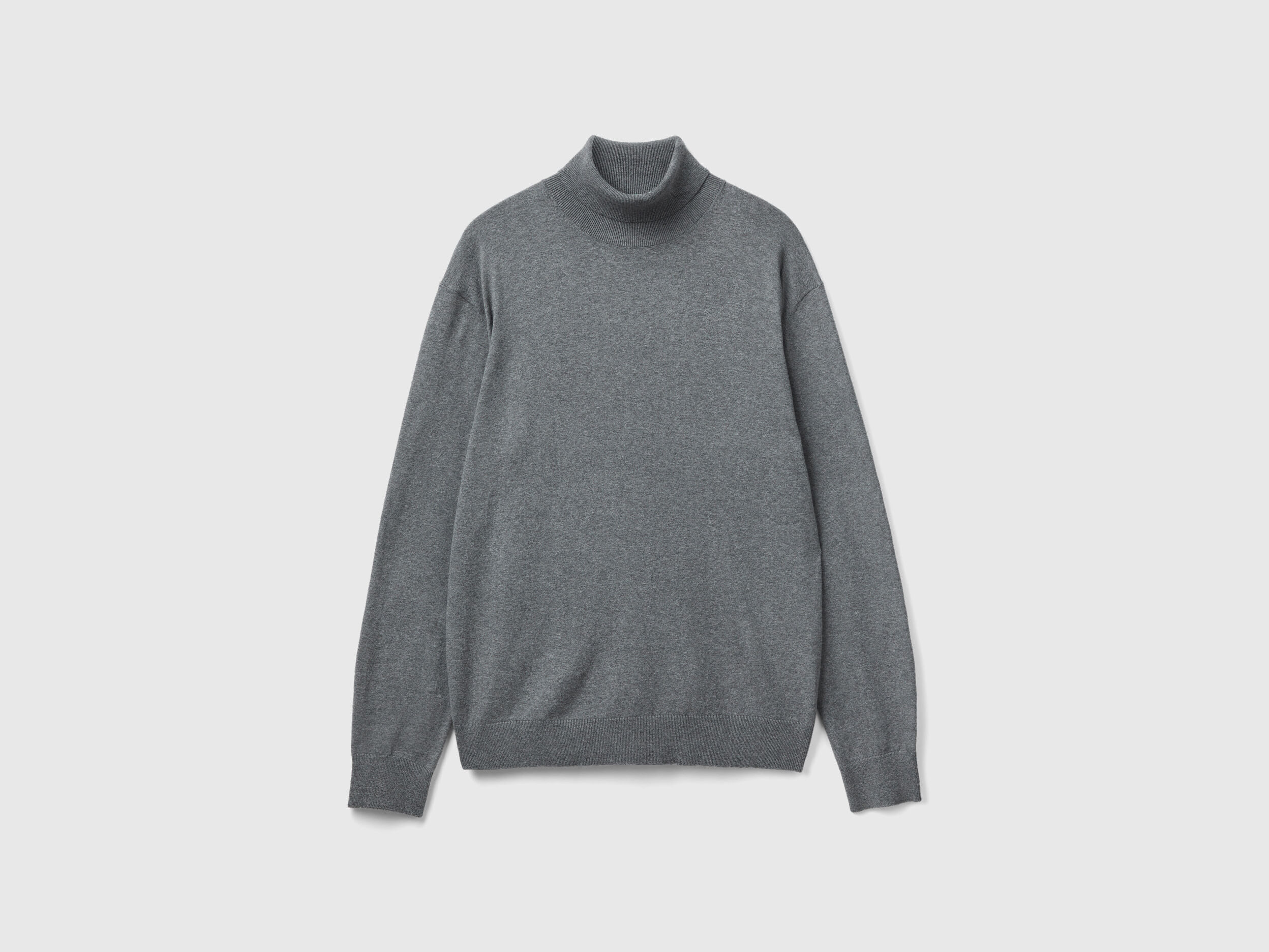 Turtleneck in lightweight cotton blend Dark Gray Benetton