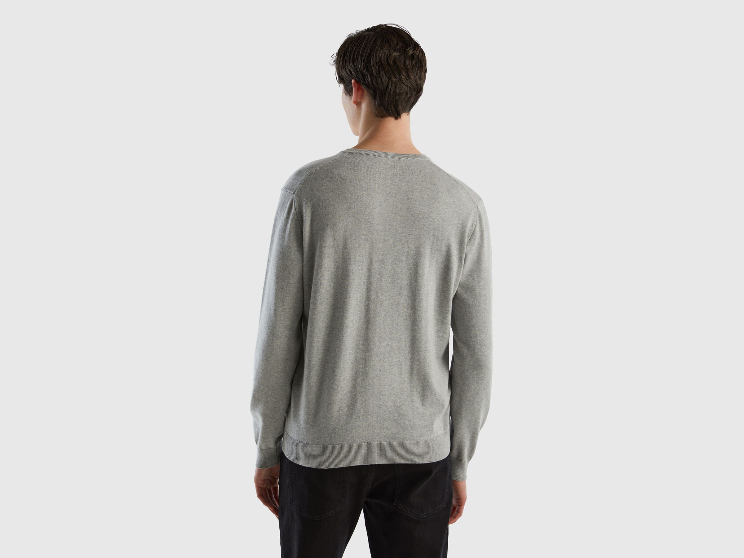 V-neck sweater in pure cotton image number 2
