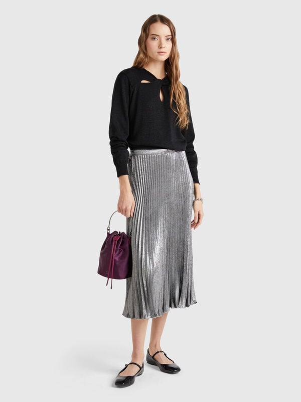 Pleated satin skirt Women