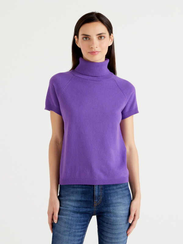 Purple short sleeve turtleneck Women