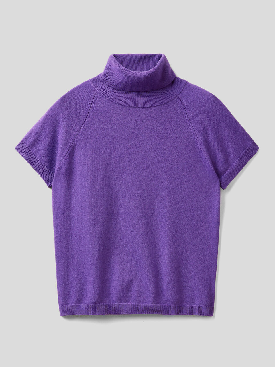 Purple short sleeve turtleneck, Violet - Benetton