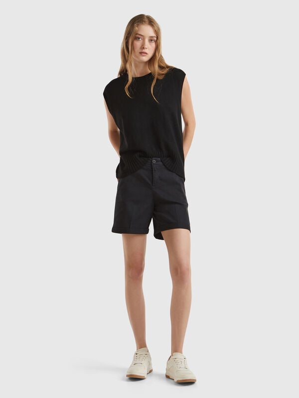 Stretch cotton bermudas Women