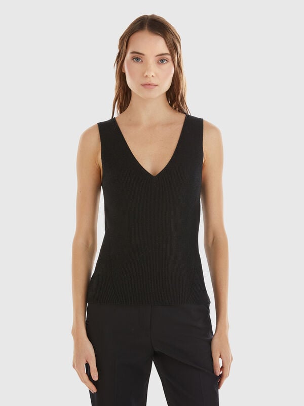 V-neck tank top with lurex Women