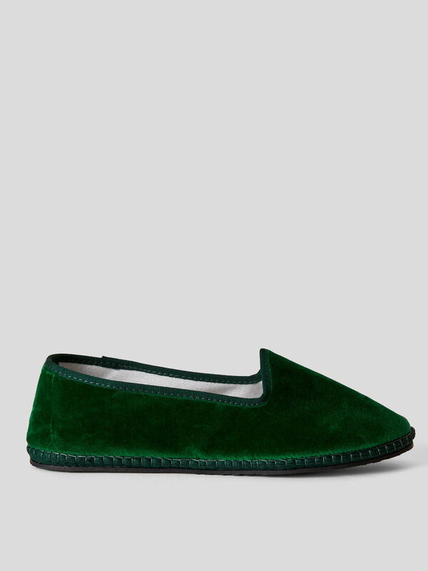 Dark green velvet Friulane slippers Women