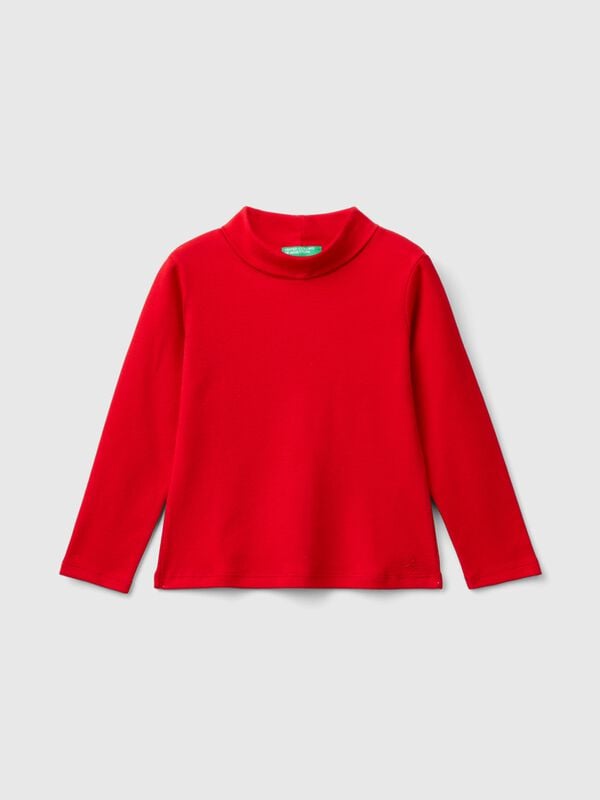 Turtleneck t-shirt in warm organic cotton Junior Girl