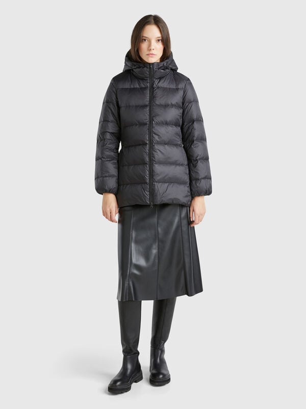 Long puffer jacket with recycled down Women
