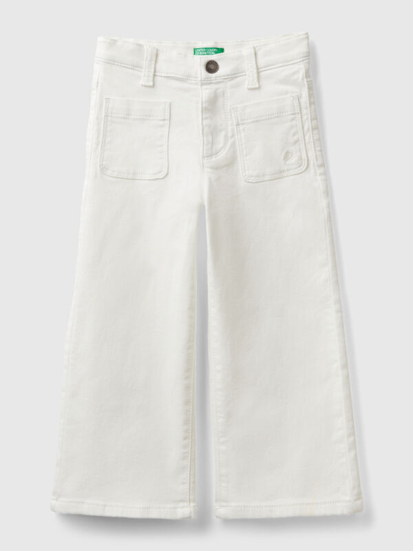 Wide trousers in stretch cotton Junior Girl