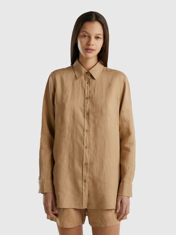 Long shirt in pure linen Women