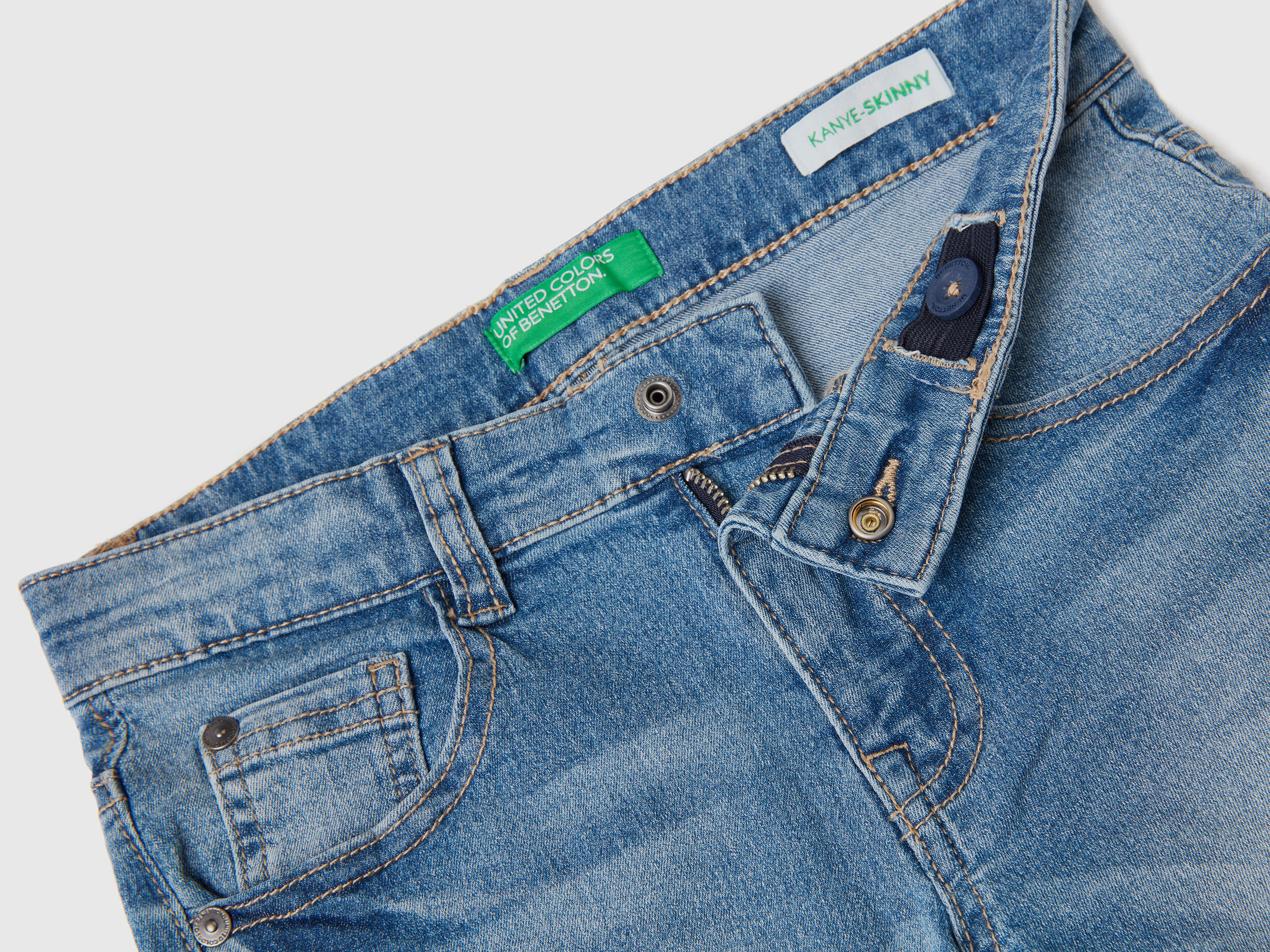Five pocket skinny fit jeans Air Force Blue Benetton