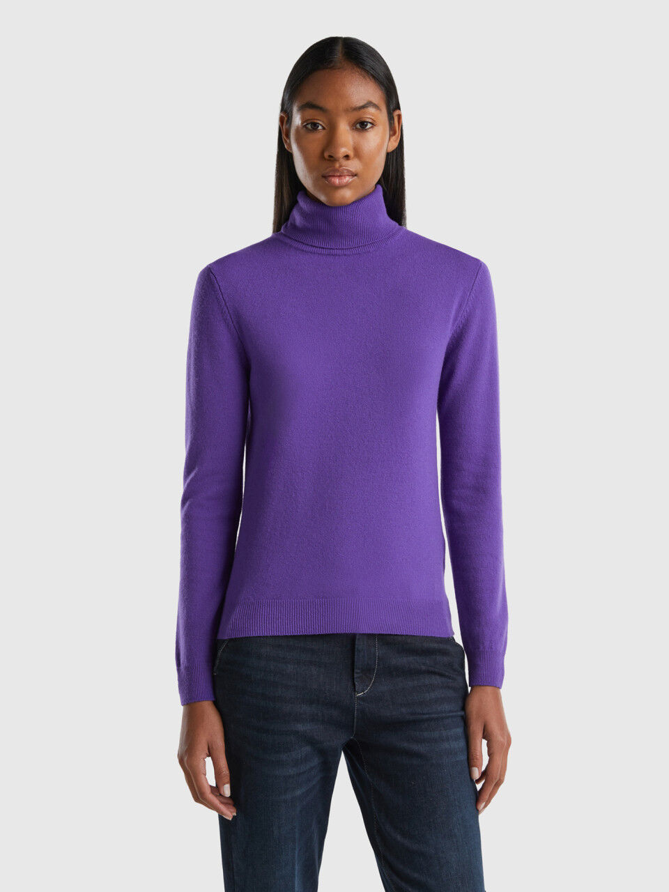 Women s High Collar Merino Wool Sweaters Women 2024 Benetton