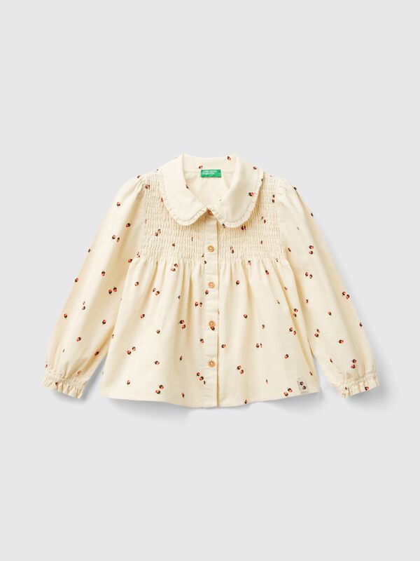 Velvet shirt with rose print Junior Girl