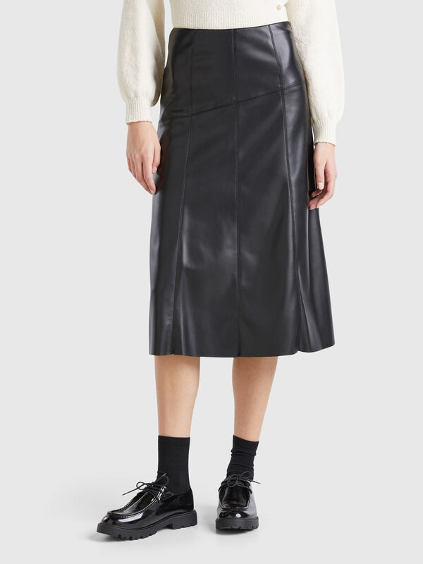 Midi skirt in imitation leather Women
