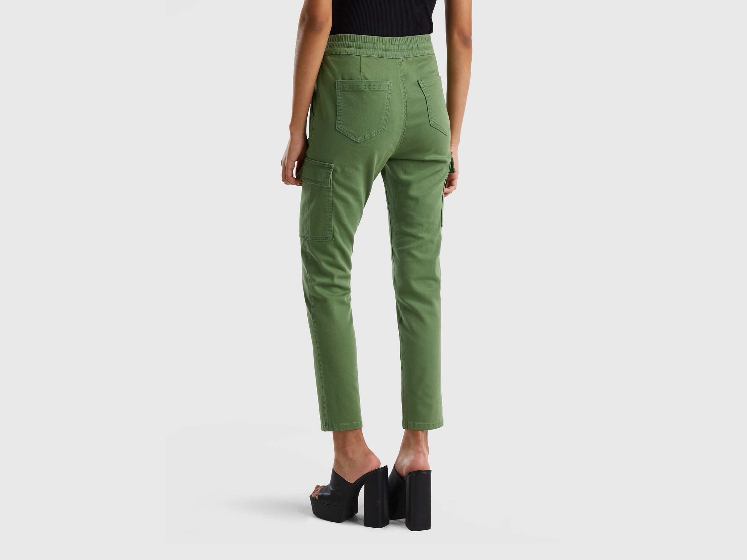 Slim fit cargo trousers Green Benetton