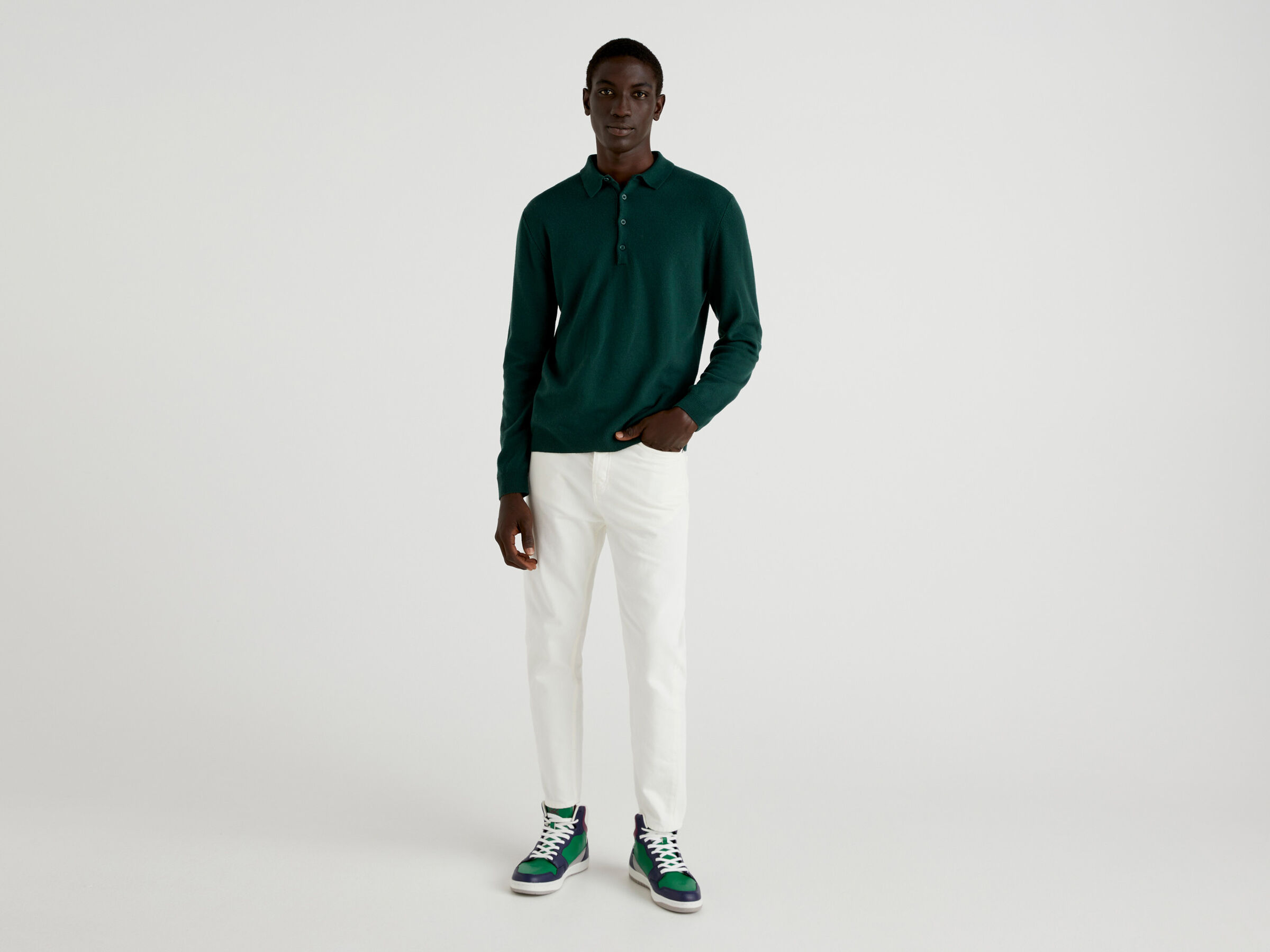 Polo in pure Merino wool image number 3
