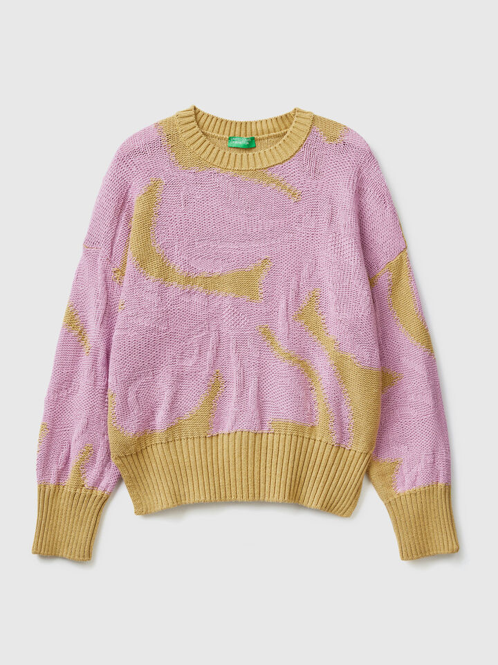 Sweater with floral inlay image number 1