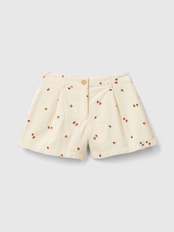 Velvet trousers with rose print Junior Girl