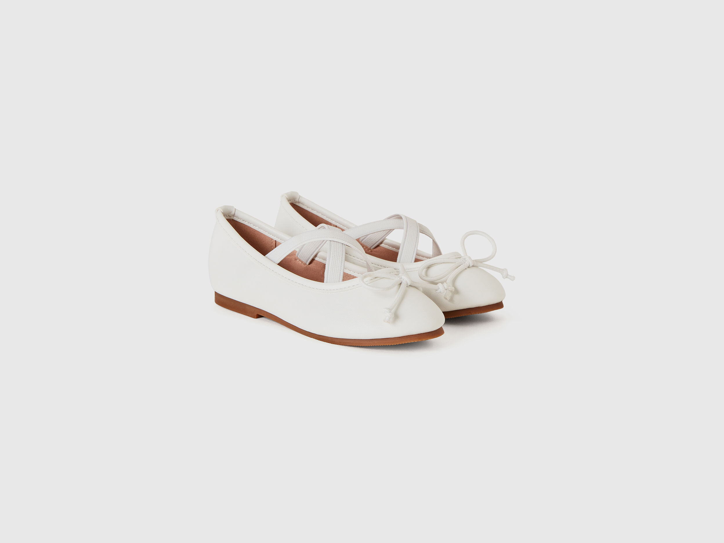 White ballet flats with ribbon on sale