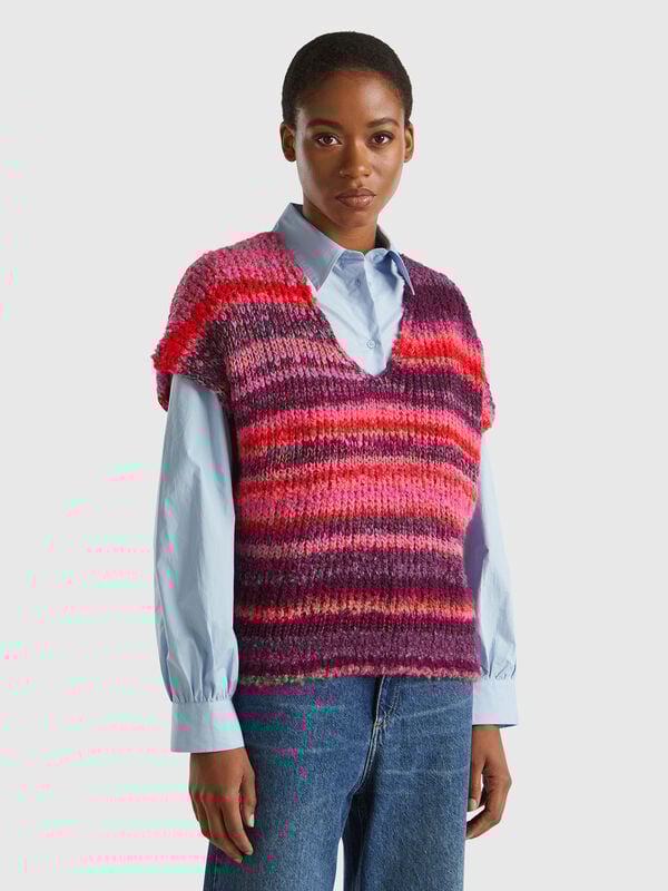 Multicolor vest in wool blend Women